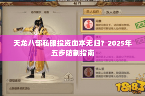天龙八部私服投资血本无归？2025年五步防割指南