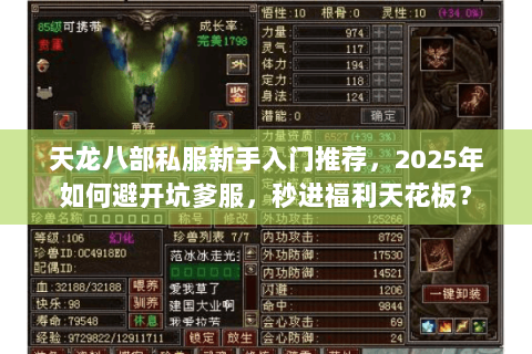 天龙八部私服新手入门推荐，2025年如何避开坑爹服，秒进福利天花板？