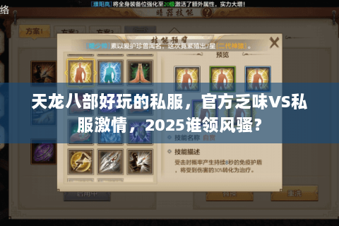 天龙八部好玩的私服，官方乏味VS私服激情，2025谁领风骚？